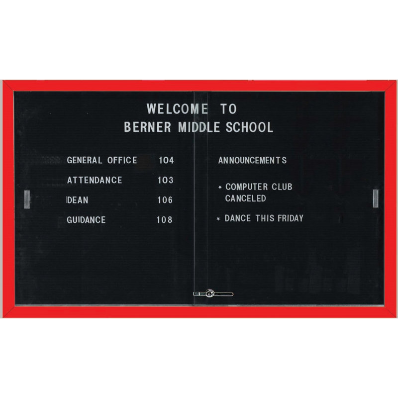 AARCO No Felt Metal Letter Board, Powder Coated Red, 36" H x 48" W