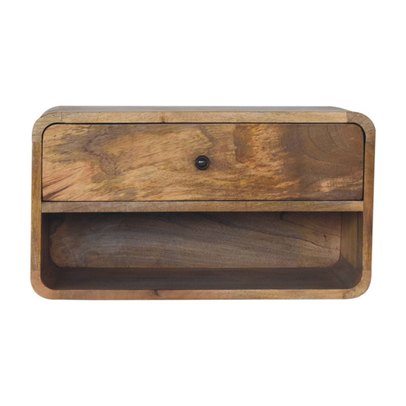 Table de chevet en bois massif Karlow, Beige