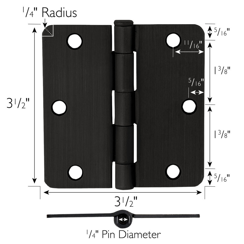 3.5" Oil Rubbed Bronze Steel Door Hinges Set