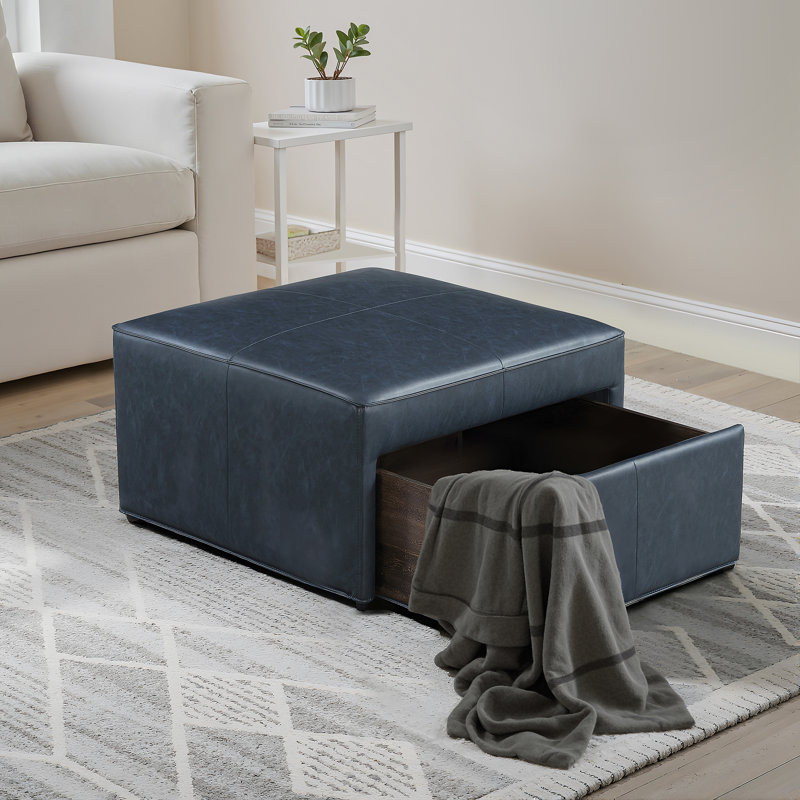 Repose-pieds de rangement Halsey bleu marine, Marine
