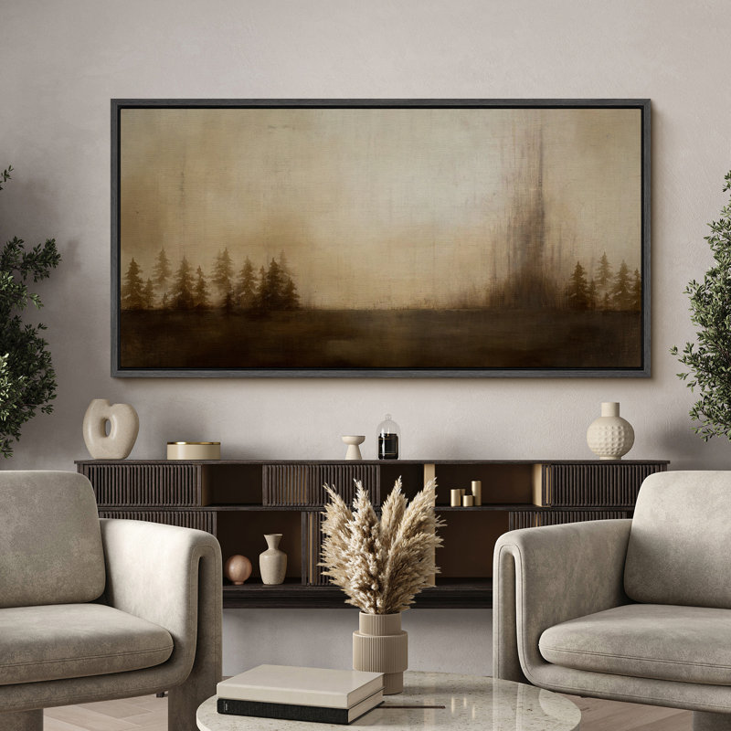 Ethereal Trees Soft Nature Scene Modern Art, 30" H x 60" W, Black