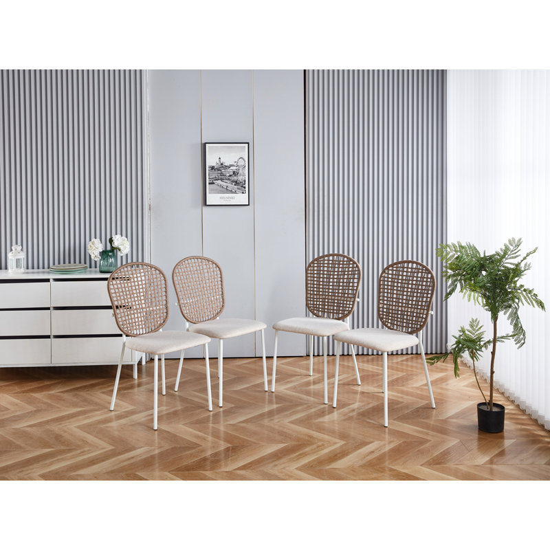 Keeyon Dining chair set of 4, White, White