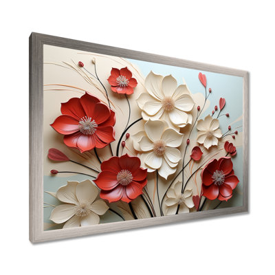Rouge et blanc cramoisi fleur s Étreinte - art mural fleur