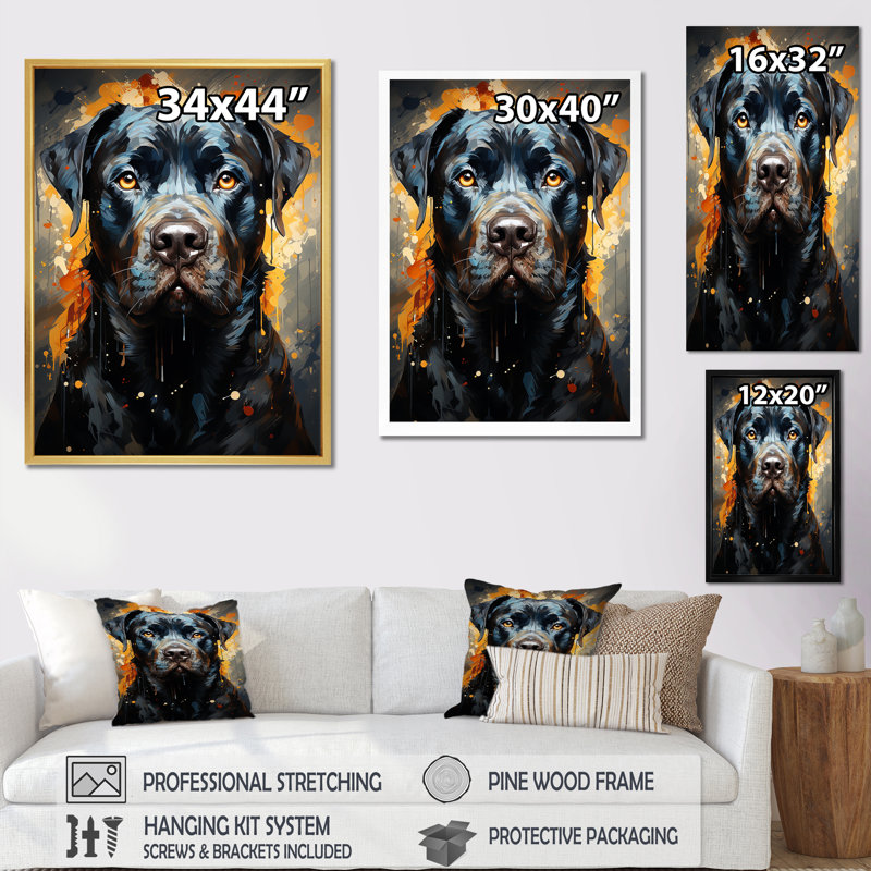 Cane Corso Confidence I sur toile, Cadre doré simple, H 32 po x l 16 po x P 1 po