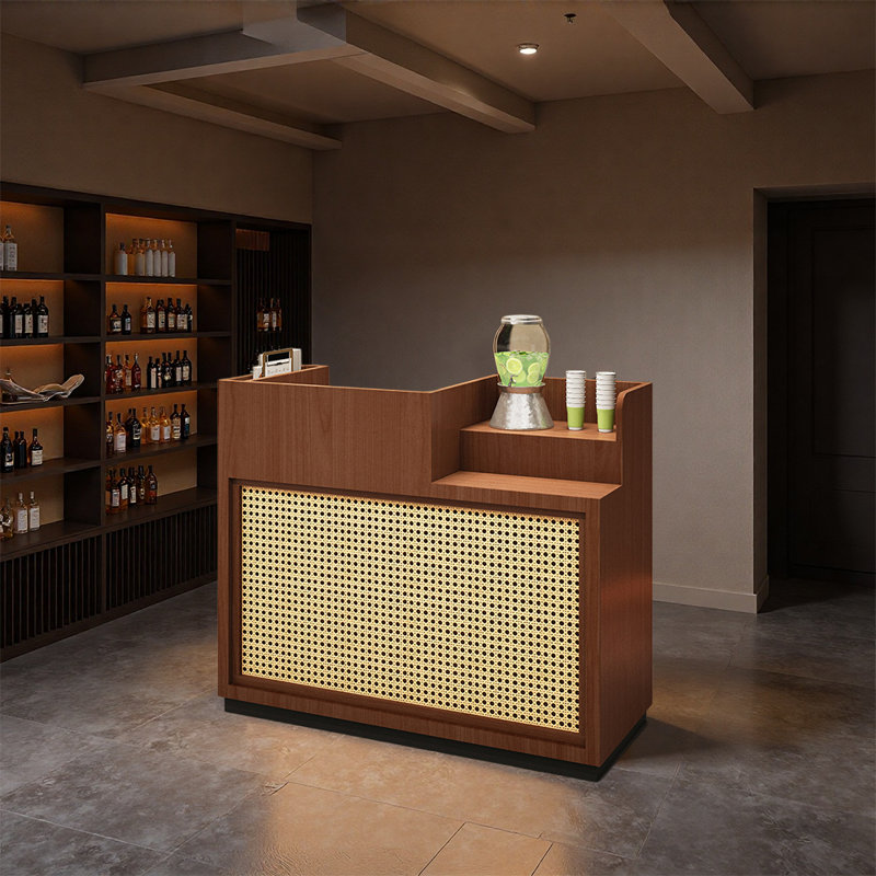 Small Vintage-Style Bar Counter – Compact Retro Design for Home Bars, Lounges, Pubs and Entertainment Spaces, Brown