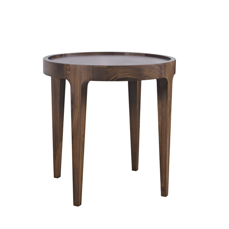 Table d'appoint ronde Soren de style moderne du milieu du siècle, en bois massif, de 22 pouces