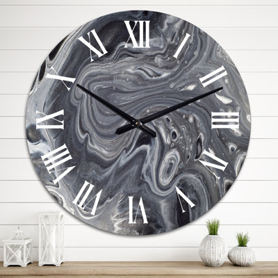 Marble Waves In Shades Of Gray - Modern wall clock