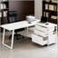 Bureau de travail et de jeu en L réversible avec beaucoup de rangement, parfait pour la maison et le bureau