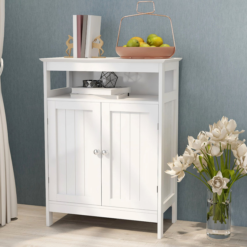 Bathroom Cabinet - White, Double Shutter Doors, Strong , Finish, Ample Storage Area, Simple To Assemble In Door Model, Painted Abundant Space, Effortless Assembly Instructions