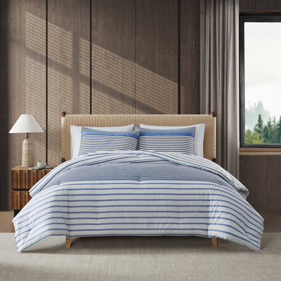 Eddie Bauer Cooper Stripe Cotton Reversible Comforter Set