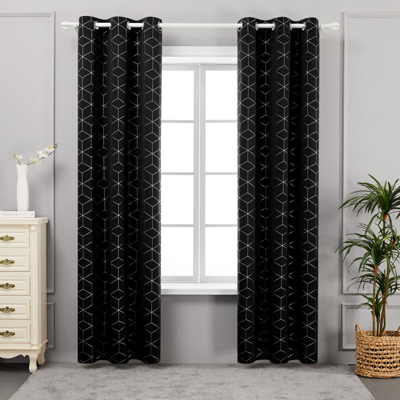 Deconovo Silver Diamond Pattern Curtain Pair, Light Purple, 42" W x 95" L