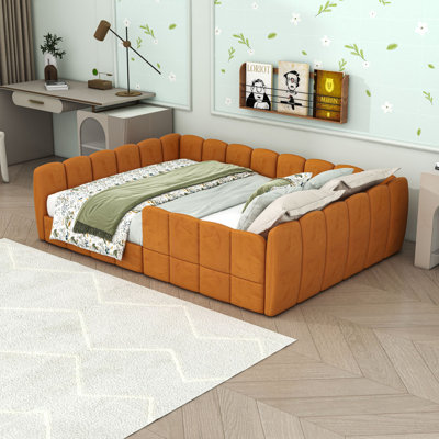 Full Upholstered Floor Bed wiith Guardrails