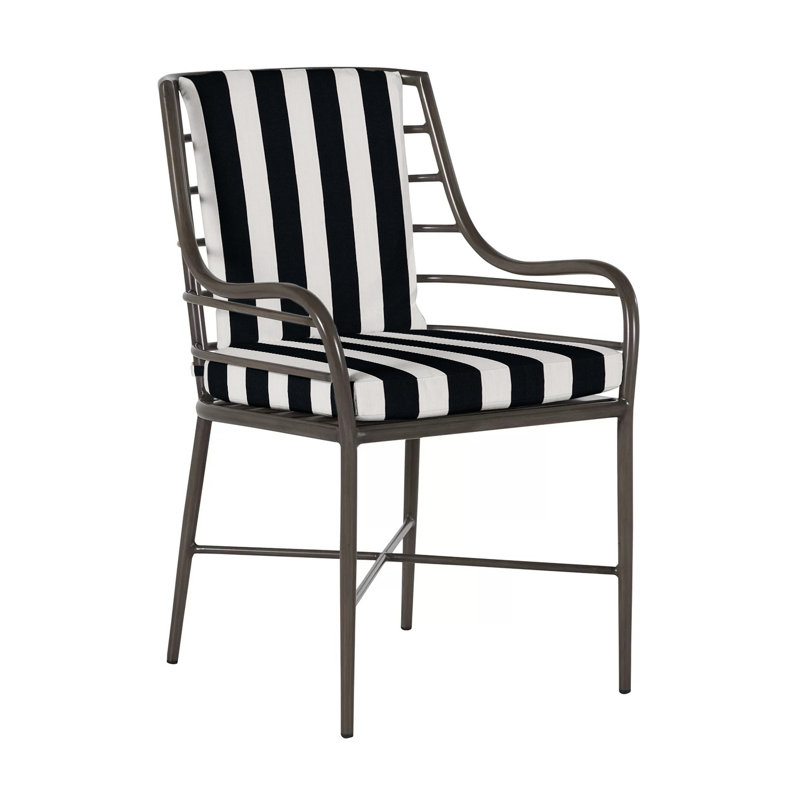 Carmel Patio Dining Armchair with Cushions, Welt, Cabana Stripe Midnight