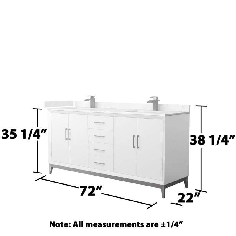 72" Double Bathroom Vanity Set, Brushed Nickel, White