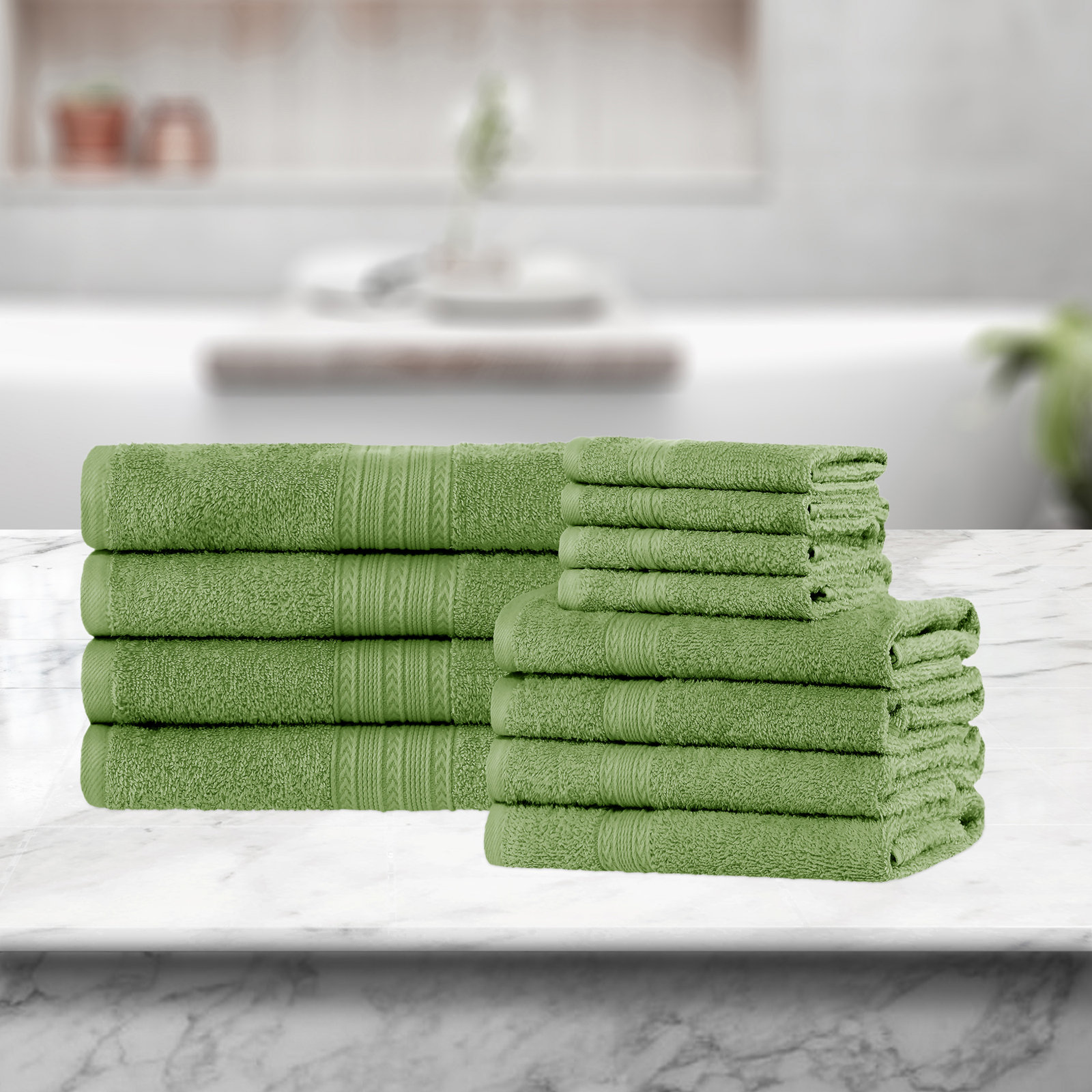 12-Piece Cotton Towel Set, Terrace Green