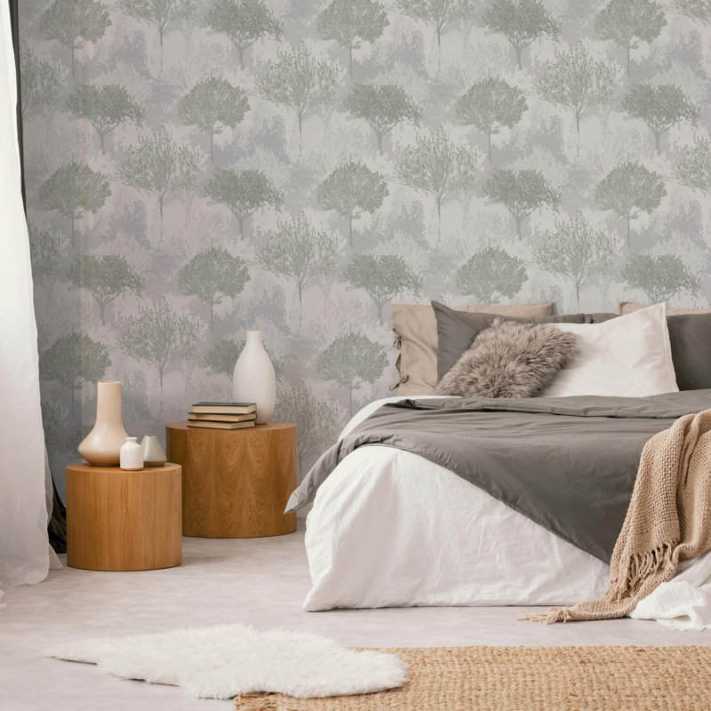 Superfresco Easy Birch Forest Sage Green Wallpaper
