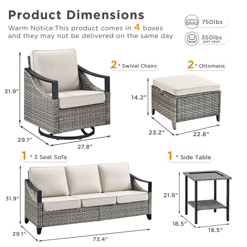Ensemble de conversation pour 5 personnes Buenhomino, Beige