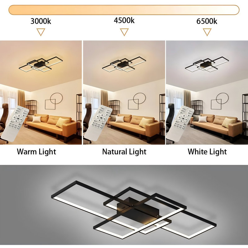Arlyn 3-Light LED Flush Mount, Black, 8cm H x 90cm W x 50cm D
