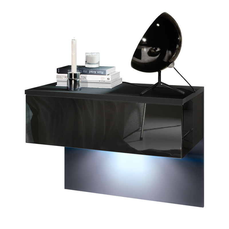 Leeward 60 cm W Bedside Table, Black, Black