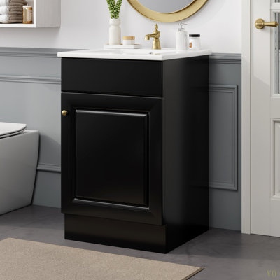 20" Bathroom Vanity With Sink, Vanity Cabinet With Door Shelf And Adjustable Shelf