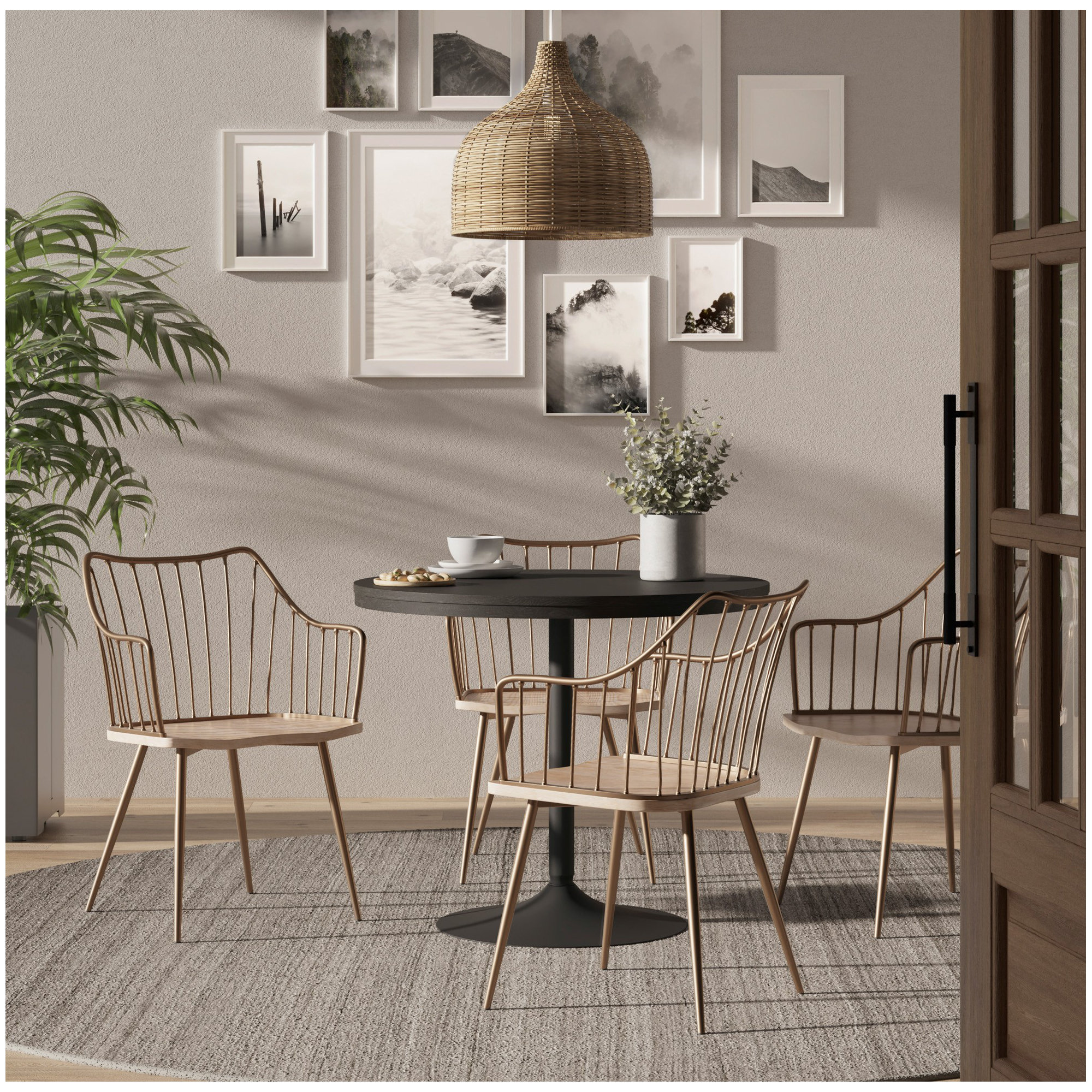 Fianna Slat Back Arm Chair, White Washed