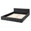 Grand lit plateforme tapissier avec tissu en chenille, motif au sol, tête de lit et structure en bois robuste gris foncé (68 po x 86,5 po x 23,5 po)-397531493