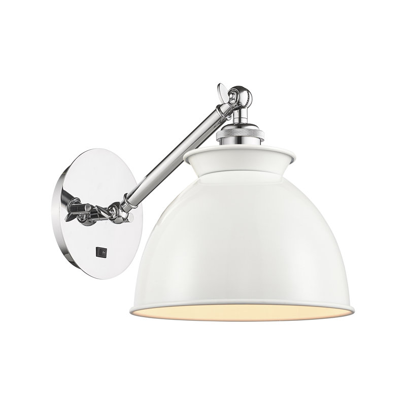 Shauna Steel;Cast Brass Armed Sconce, Polished Chrome, Glossy White, LED