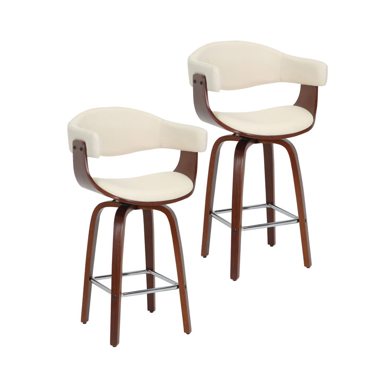 Keisha Swivel Fabric Mid-Century Stool, Counter Stool (27.17" Seat Height), Cream