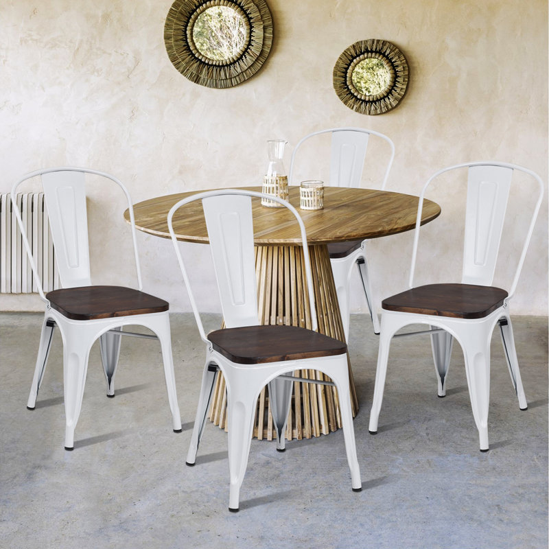 Galway Stacking Side Chair, White/Black