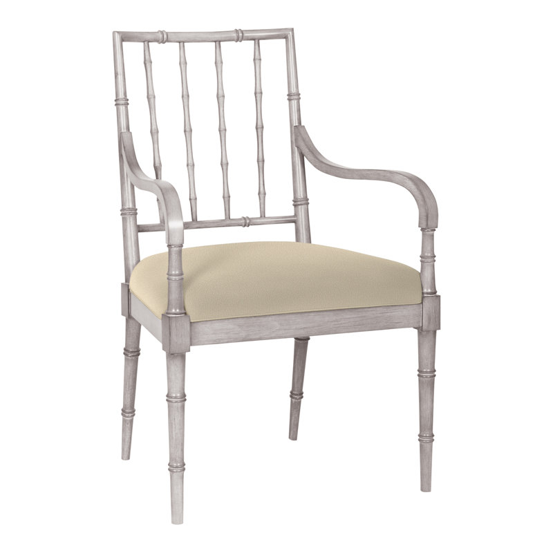Chaise avec accoudoirs de salle à manger Vanguard Libby, Lin Tuck, Gris tourterelle