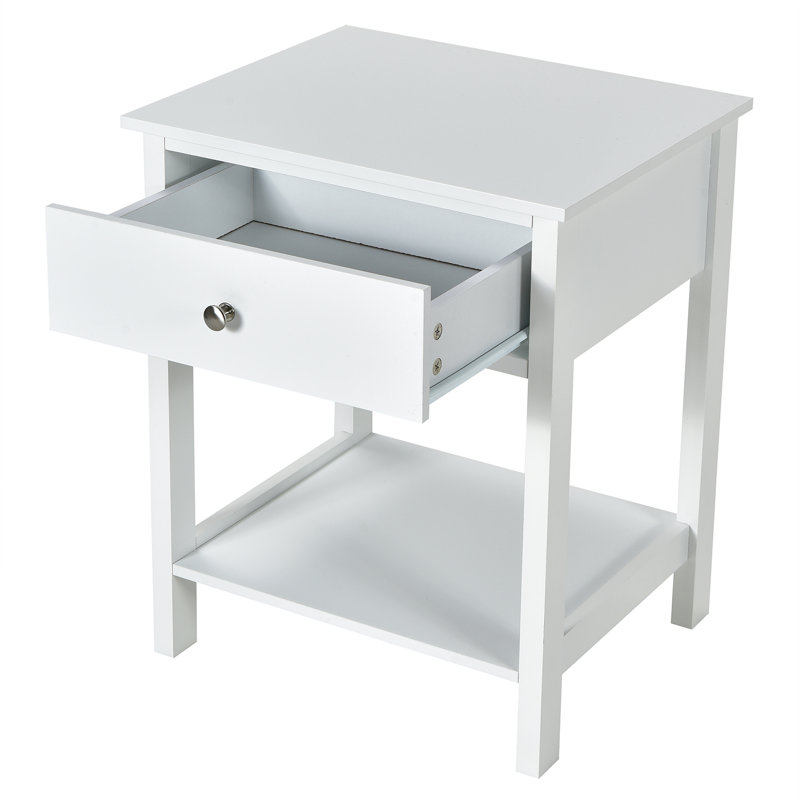 Khaine 48 cm W Bedside Table, White