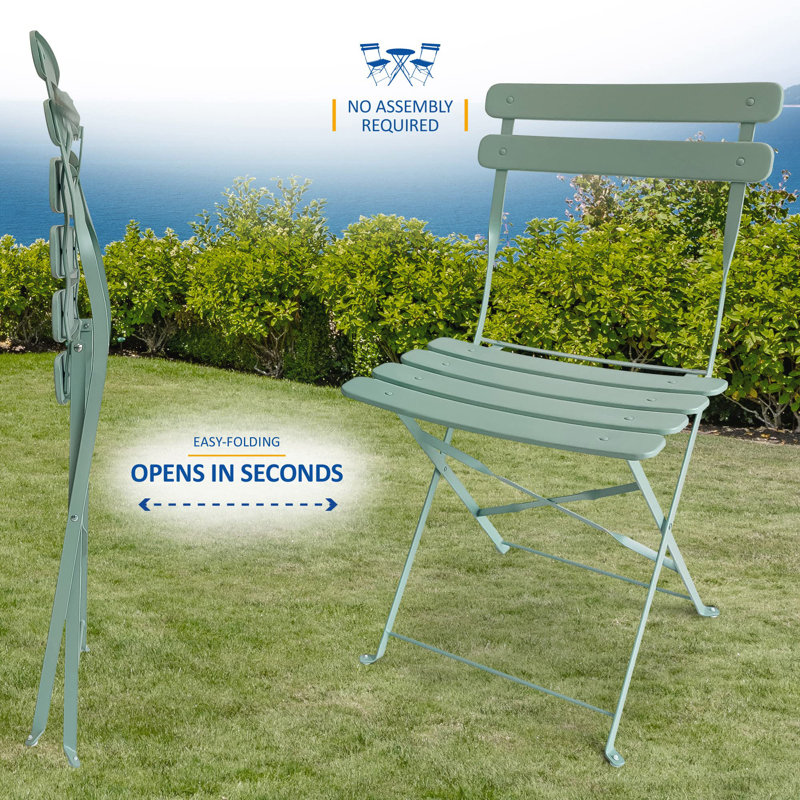 SUNMER 3-Piece Bistro Set with Foldable Table and Chairs, Mint