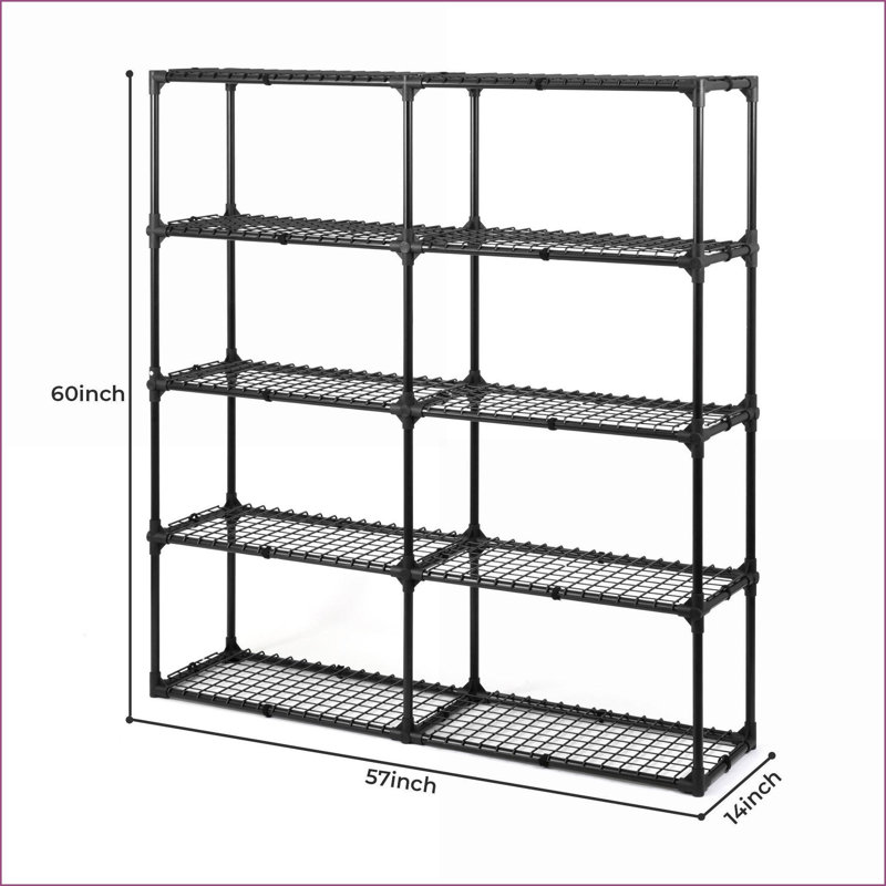 Ensemble de 5 tablettes en fil métallique | Acier robuste | Housse anti-poussière | Noir