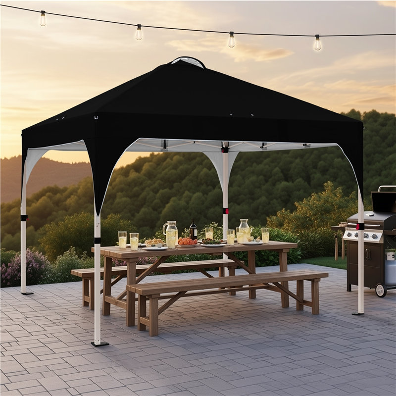 3m x 3m Iron Pop-Up Gazebo, Black