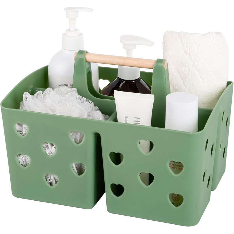 Green Portable Plastic Shower Caddy Organizer with Handle