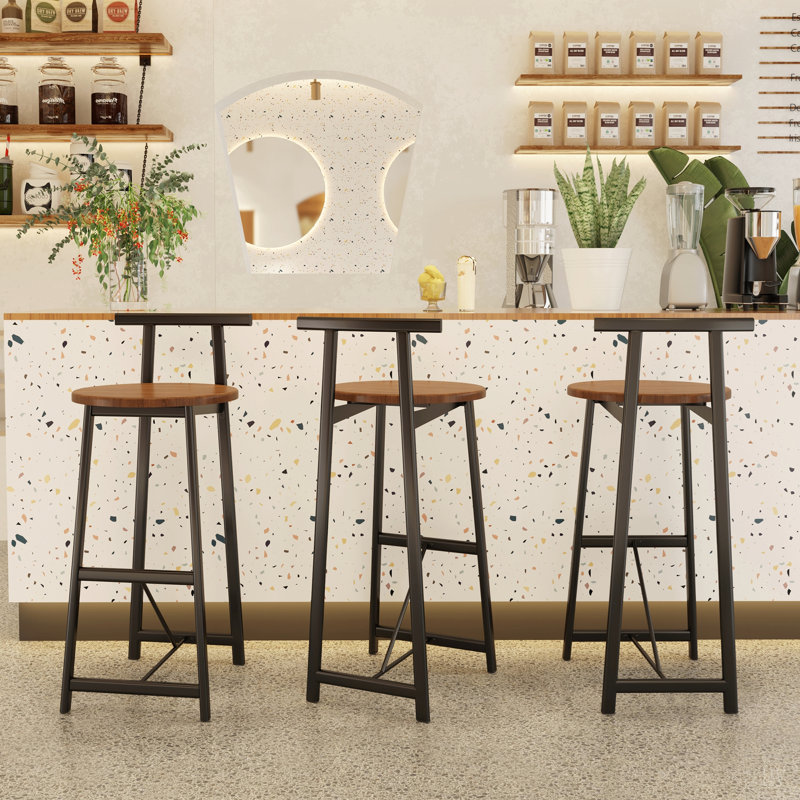 Ensemble de 3 tabourets de bar avec dossier et chaises sans accoudoirs pour îlot de cuisine