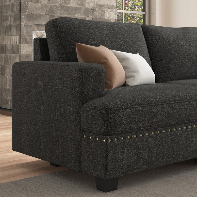 Canapé modulaire rembourré 3 places Anureet, Polyester gris foncé