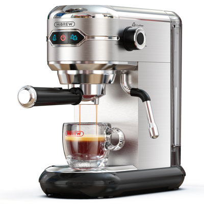 Machine espresso compacte semi-automatique HiBREW H11 avec buse à vapeur professionnelle et technologie de chauffage rapide - Finition en acier inoxydable