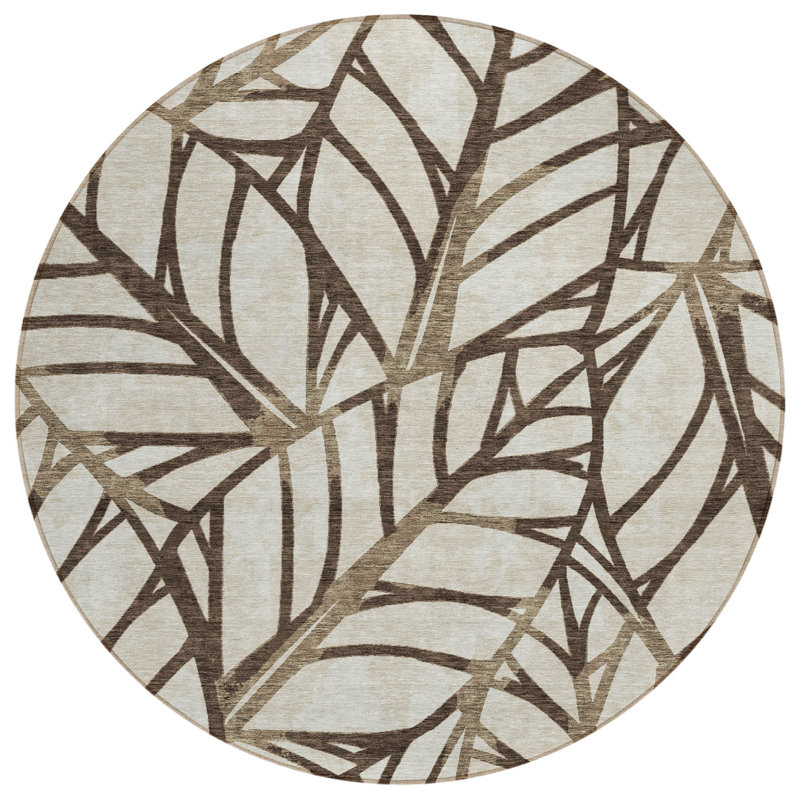 Neysa Washable Floral Indoor / Outdoor Rug, Round 8'
