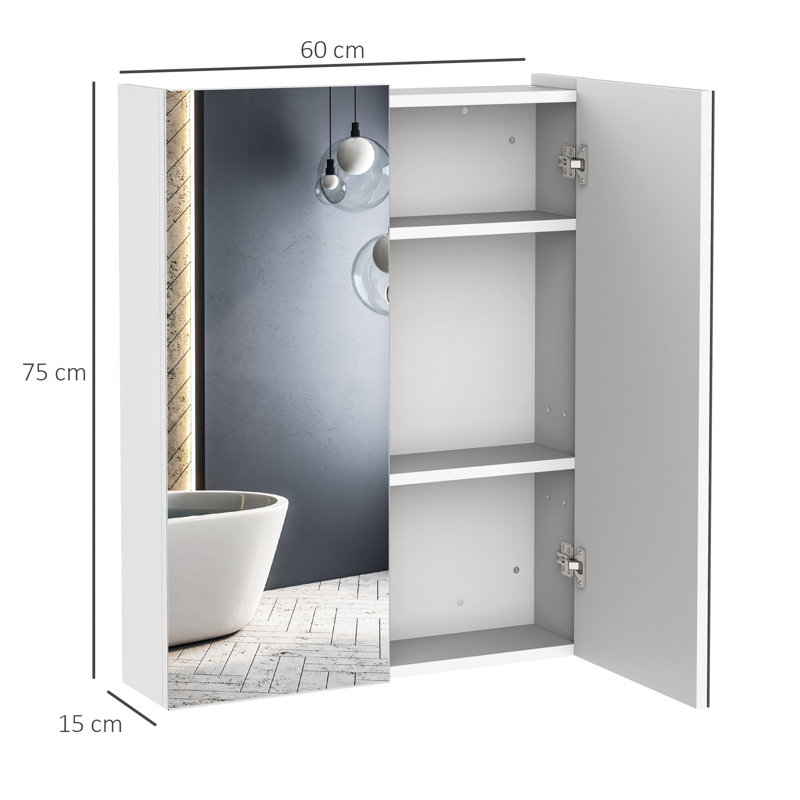 Isatu Surface Framed Mirrored Bathroom Cabinets with Mirror and 2 Adjustable Shelves