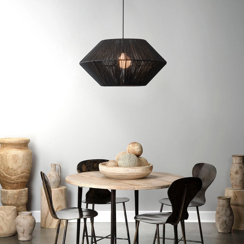 Rivington 1-Light 25.19 inch E26 Base Black Finish Woven Pendant Light