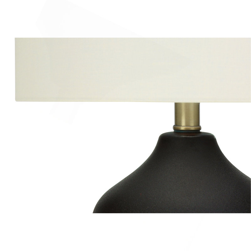 Lighting, H 22 po, lampe de table, céramique noire, abat-jour ivoire / crème, transitionnel