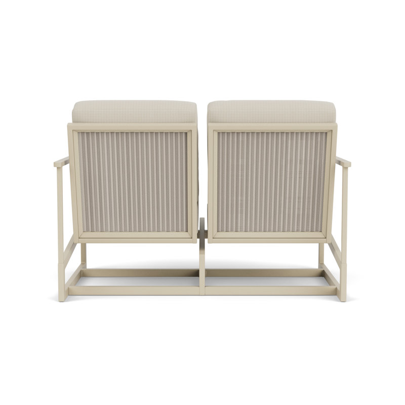 Outdoor Summit Rocker Bench with Cushions, Linen, Beach Natural, Linen