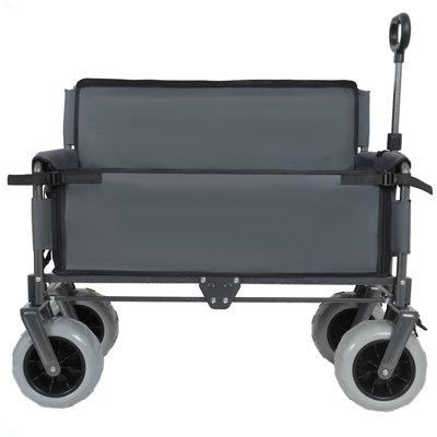 Chariot pliant 3 en 1 avec siège de banc - capacité de 500 lb, pneus de plage de 9 po x 4 po pour le camping et la plage