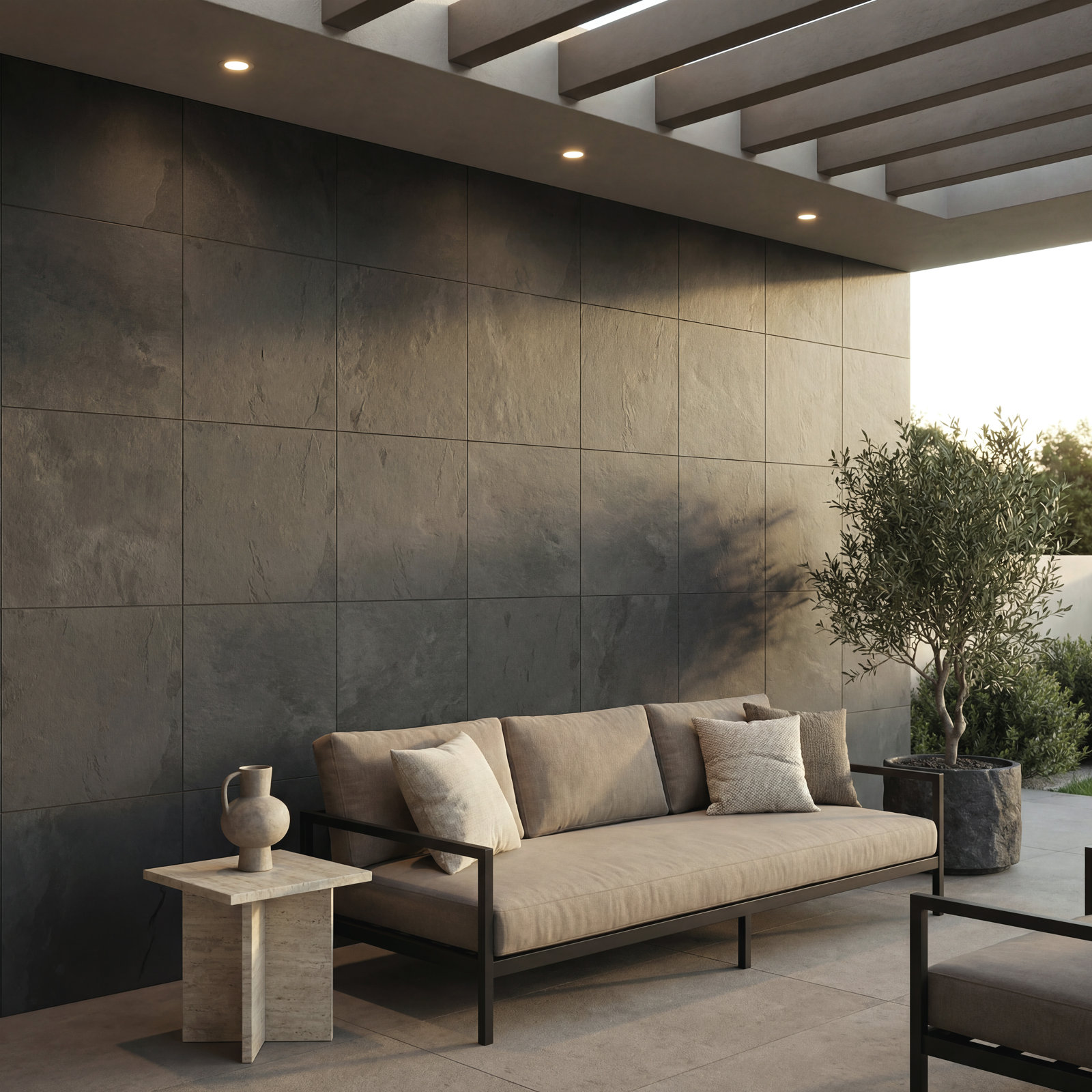 Camden 16" x 16" Gauged Slate Tile, Charcoal