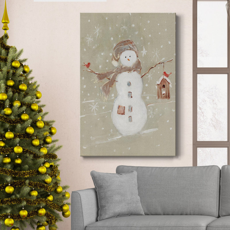 Lin bonhomme de neige I - impression sur toile tendue, H 48 po x l 32 po x P 1 po