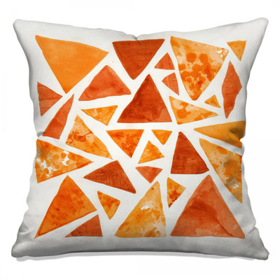 Orange Triangle Shapes Double Sided Throw Pillows