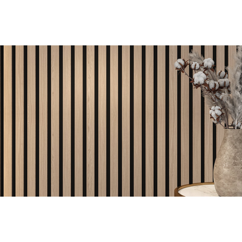  Acoustic Wood Wall Paneling, Decorative Soundproof Panels for Walls and Ceilings, 3D Slat Wood Wall Panels, Light Cold Oak