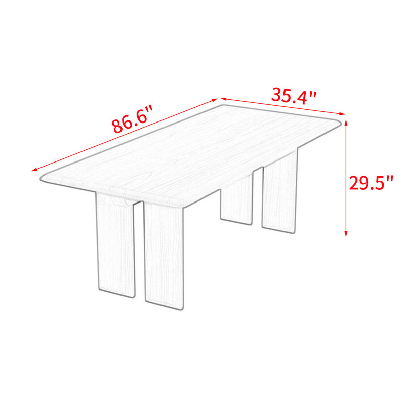 Table de salle à manger Pirtle, H 29,5 po x L 86,6 po x l 35,4 po