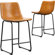 Evre Faux Leather Bar Stools, Upholstered Counter Stools, Modern Kitchen Chairs with Metal Frame